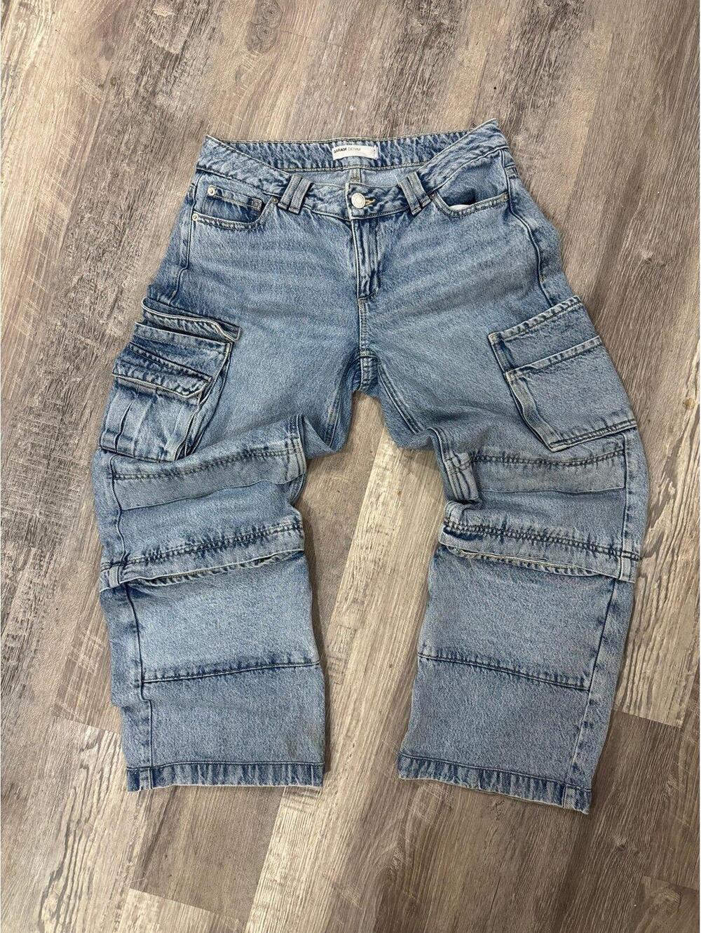 Garage Low Rise Wide Leg Cargo Jean - Ronnie blue size 27 / 05